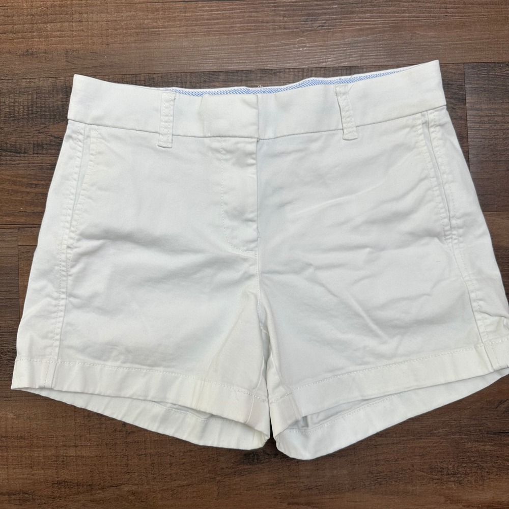 J.Crew Chino Shorts Women's Size 2 White Preppy Coastal Classic Summer - Picture 2 of 7